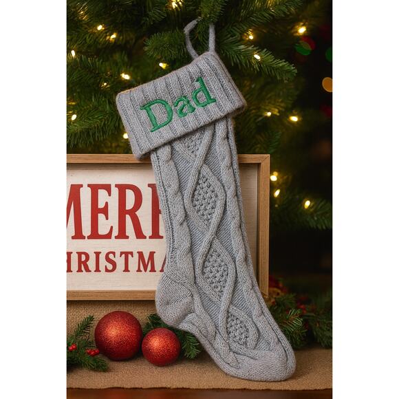 NEW Cabled Knit “Dad” Christmas Stocking0 - Picture 1 of 2